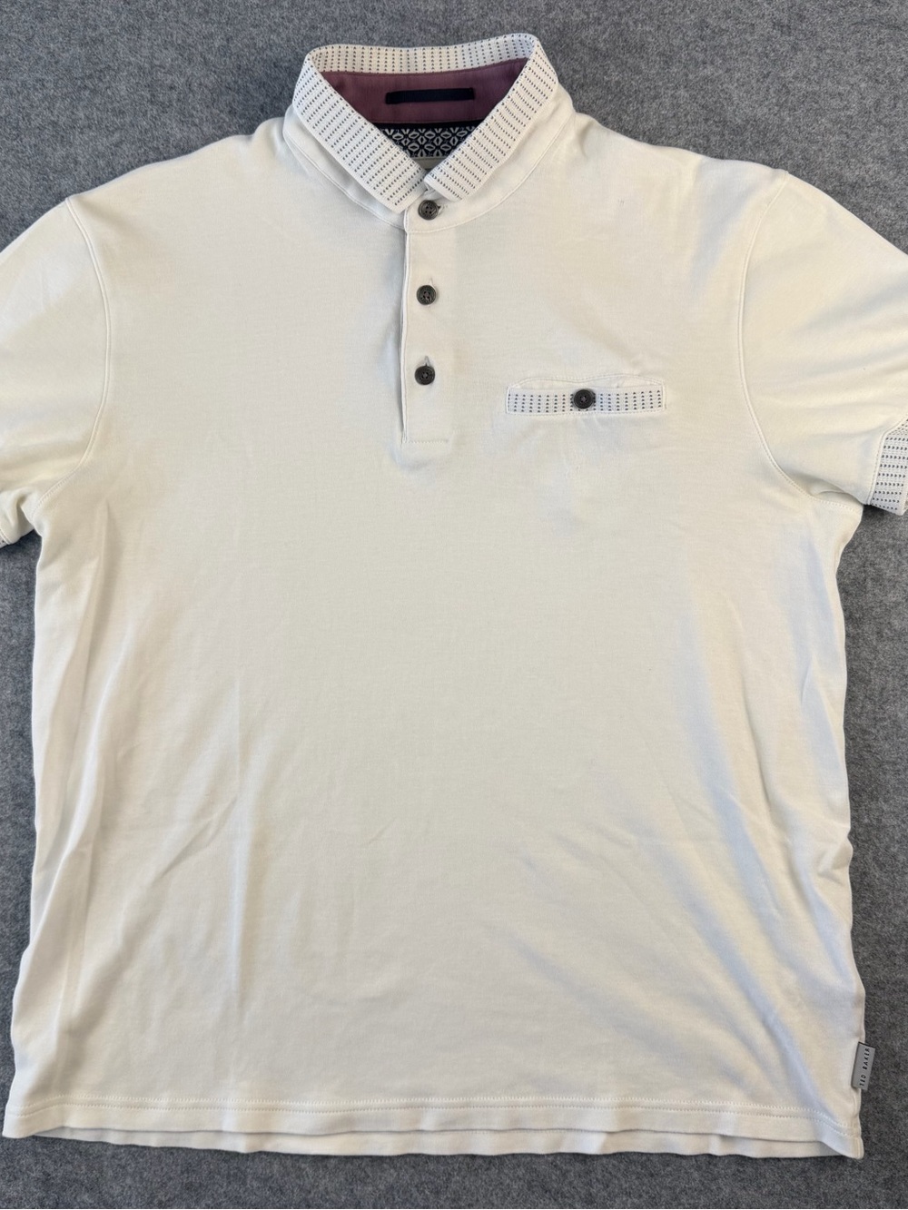 Ted Baker London Men’s 3 M White Polo Shirt Birdseye Knit Collar Button Pocket